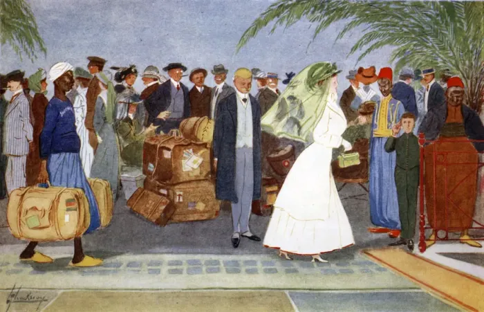 Framed Print : Globe Trotters, 1908. Artist: Lance Thackeray Framed Print : Globe Trotters, 1908. Artist: Lance Thackeray