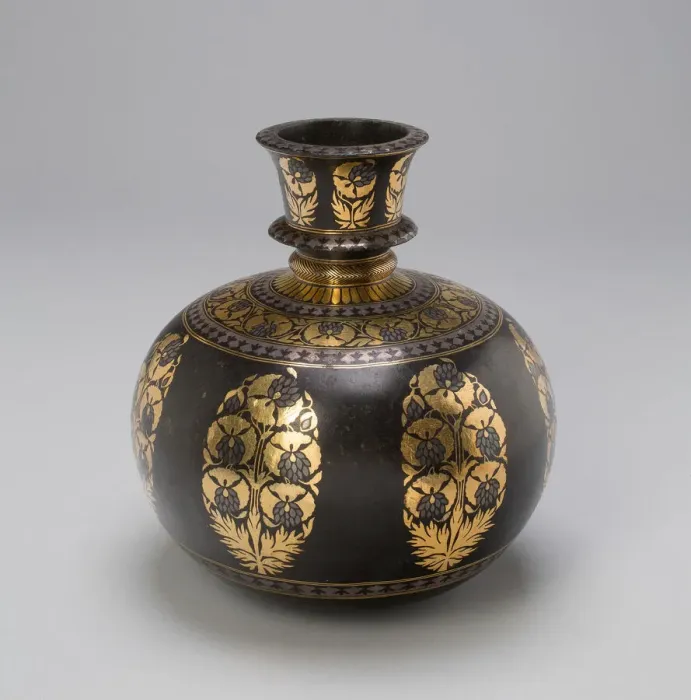Framed Print : Globular Huqqa Base with Floral Design, 19th century. Creator: Unknown