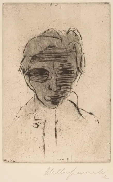 Framed Print : Gloomy Face, Self-portrait (Dunkles Gesicht, Selbstportrat), 1922