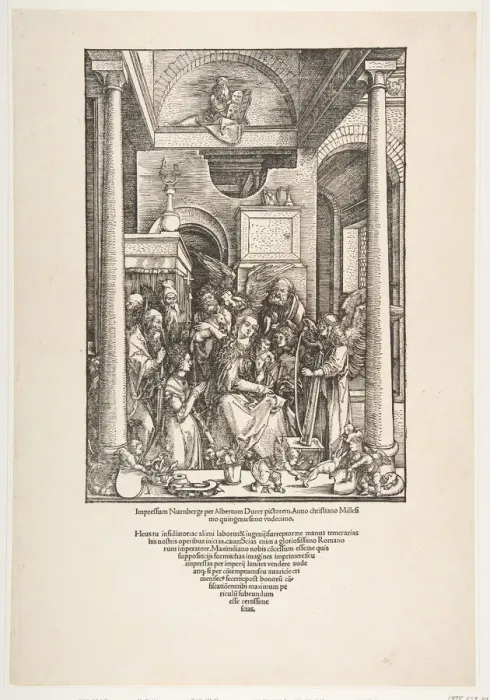 Framed Print : The Glorification of the Virgin, from The Life of the Virgin, Latin Edition, 1511, 1511 Framed Print : The Glorification of the Virgin, from The Life of the Virgin, Latin Edition, 1511, 1511