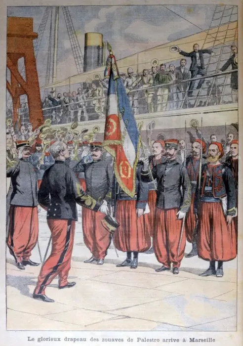 Framed Print : The glorious flag of the zouaves of Palestro arrives in Marseilles, 1903 Framed Print : The glorious flag of the zouaves of Palestro arrives in Marseilles, 1903