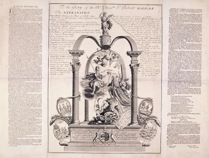 Framed Print : To the Glory of the Rt Honble Sr Robert Walpole, 1730. Artist: F Dumouchel Framed Print : To the Glory of the Rt Honble Sr Robert Walpole, 1730. Artist: F Dumouchel