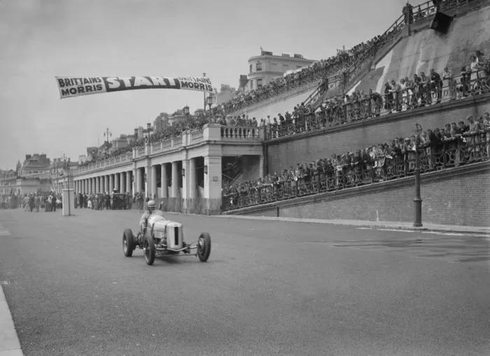 Framed Print : GN of Frazer-Nash leaving the starting line in the Brighton Speed Trials, 1938. Artist Framed Print : GN of Frazer-Nash leaving the starting line in the Brighton Speed Trials, 1938. Artist