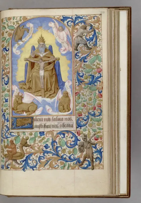 Framed Print : Gnadenstuhl (Book of Hours), 1450-1499. Artist: Fouquet, Jean (workshop) Framed Print : Gnadenstuhl (Book of Hours), 1450-1499. Artist: Fouquet, Jean (workshop)