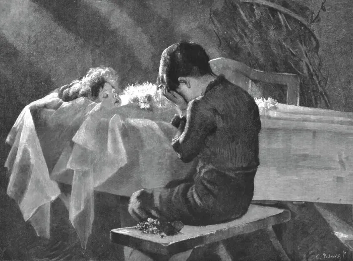 Framed Print : Go, Thou Must Play Alone my Boy, Thy Sister is in Heaven 1889, 1890. Creator: Unknown Framed Print : Go, Thou Must Play Alone my Boy, Thy Sister is in Heaven 1889, 1890. Creator: Unknown