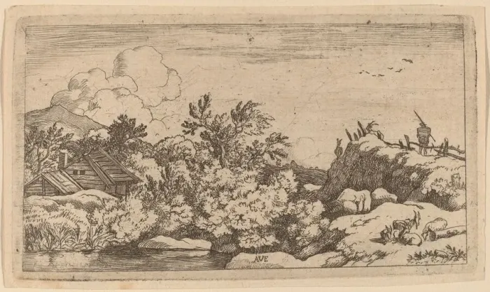 Framed Print : Goat Herd on a Hill, probably c. 1645 / 1656. Creator: Allart van Everdingen Framed Print : Goat Herd on a Hill, probably c. 1645 / 1656. Creator: Allart van Everdingen