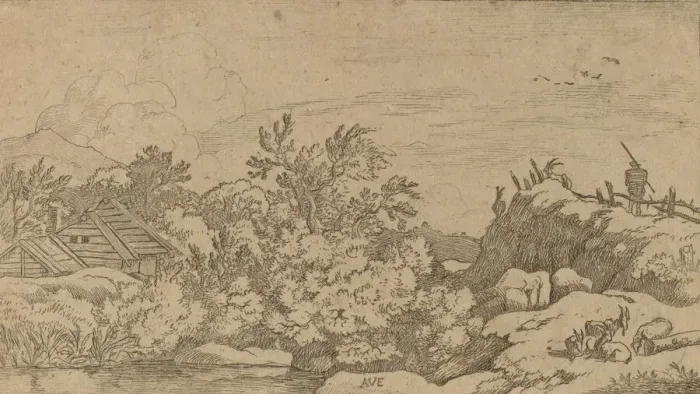 Framed Print : Goat Herd on a Hill, probably c. 1645 / 1656. Creator: Allart van Everdingen Framed Print : Goat Herd on a Hill, probably c. 1645 / 1656. Creator: Allart van Everdingen