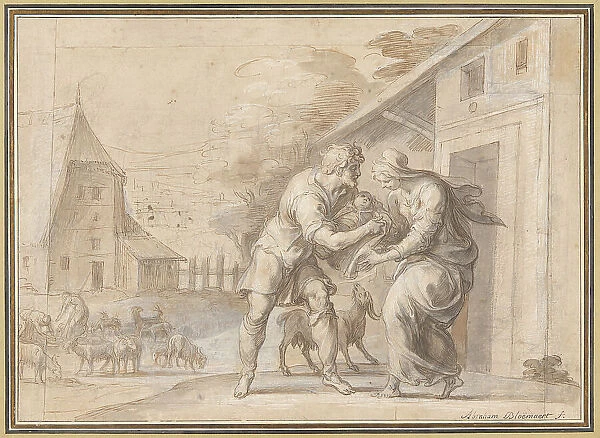 The Goatherd Lamon Handing the Infant Daphnis to His Wife Myrtele, after 1606. Creator: Ambroise Dubois