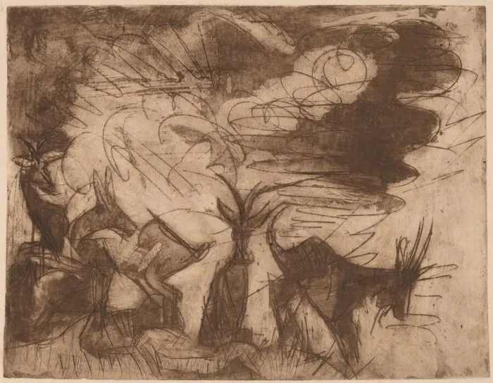 Framed Print : Goats and Clouds, 1919. Creator: Ernst Kirchner Framed Print : Goats and Clouds, 1919. Creator: Ernst Kirchner