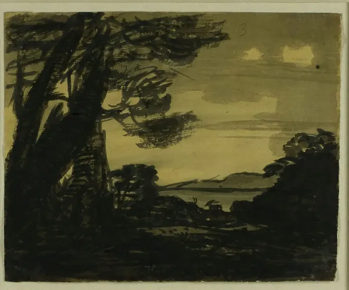 Framed Print : Goats on the Edge of a Lake, 1760s. Creator: Alexander Cozens Framed Print : Goats on the Edge of a Lake, 1760s. Creator: Alexander Cozens