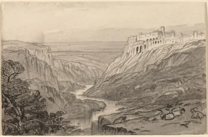 Framed Print : Goats Resting above a River Gorge (Narni, Italy), 1884 / 1885. Creator: Edward Lear Framed Print : Goats Resting above a River Gorge (Narni, Italy), 1884 / 1885. Creator: Edward Lear