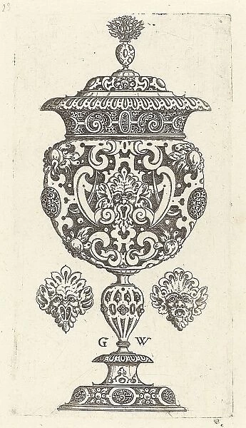Goblet, rim decorated with masque with gaping mouth, published 1579. Creator: Georg Wechter I