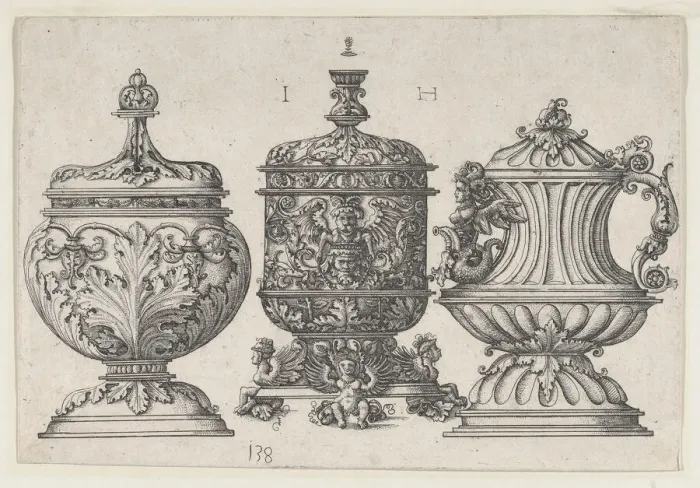 Framed Print : Three Goblets, 1528-1563. Creator: Hieronymus Hopfer Framed Print : Three Goblets, 1528-1563. Creator: Hieronymus Hopfer