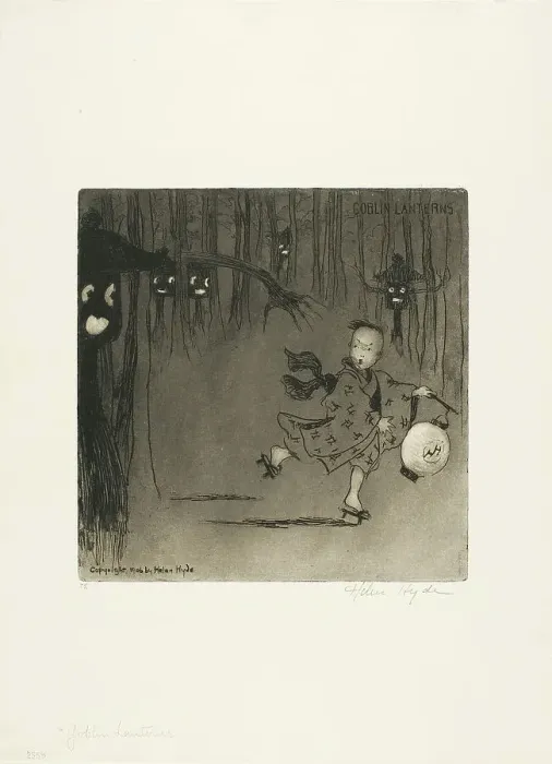 Framed Print : Goblin Lanterns, 1906. Creator: Helen Hyde Framed Print : Goblin Lanterns, 1906. Creator: Helen Hyde