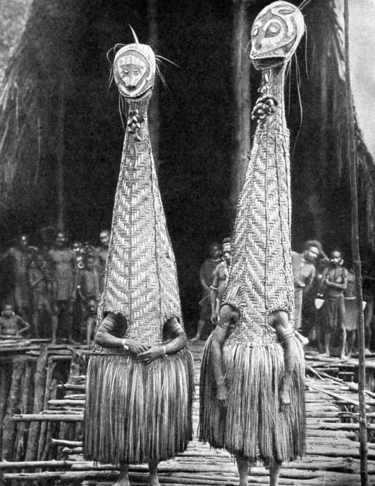 Framed Print : Goblin masks and visors worn as beauty aids, Papua, New Guinea, 1936. Artist: Fox Photos Framed Print : Goblin masks and visors worn as beauty aids, Papua, New Guinea, 1936. Artist: Fox Photos
