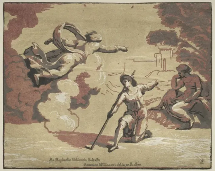Framed Print : God Appearing to Isaac, 1723. Creator: Antonio Maria I Zanetti (Italian, 1680-1757) Framed Print : God Appearing to Isaac, 1723. Creator: Antonio Maria I Zanetti (Italian, 1680-1757)