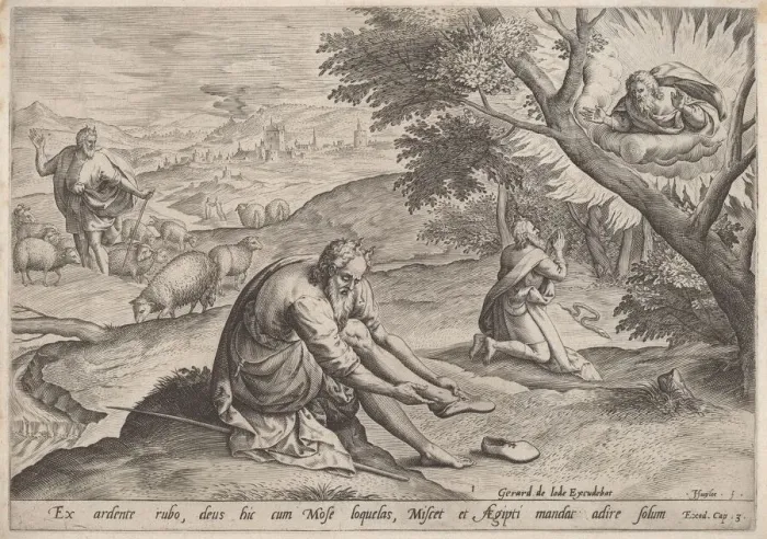 Framed Print : God Appearing to Moses, 1585. Creator: Johann Sadeler I Framed Print : God Appearing to Moses, 1585. Creator: Johann Sadeler I
