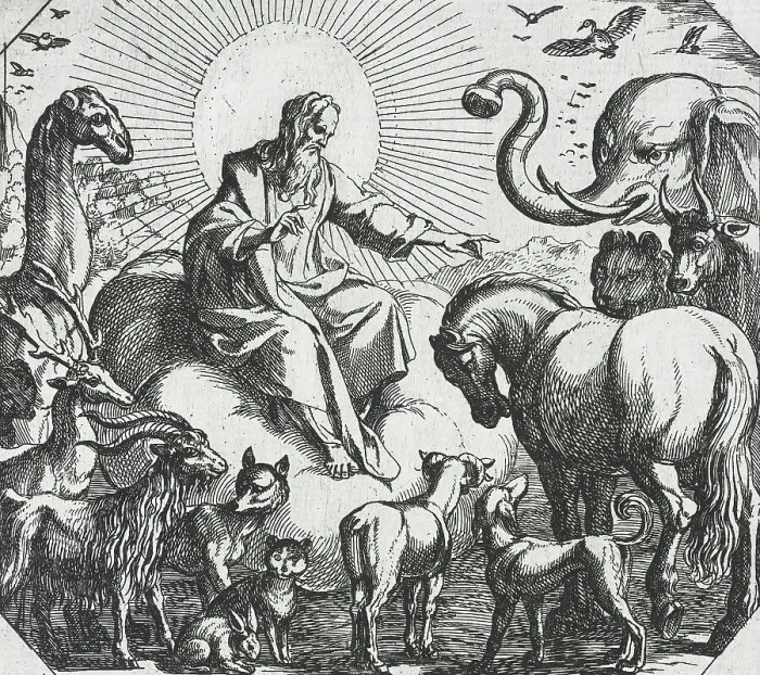 Framed Print : God Creating the Land Animals, c1600. Creator: Antonio Tempesta Framed Print : God Creating the Land Animals, c1600. Creator: Antonio Tempesta