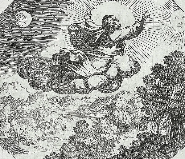 God Creating the Sun, the Moon, and the Stars, c1600. Creator: Antonio Tempesta