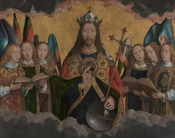 Framed Print : God the Father with Singing Angels, 1483-1494. Creator: Hans Memling Framed Print : God the Father with Singing Angels, 1483-1494. Creator: Hans Memling