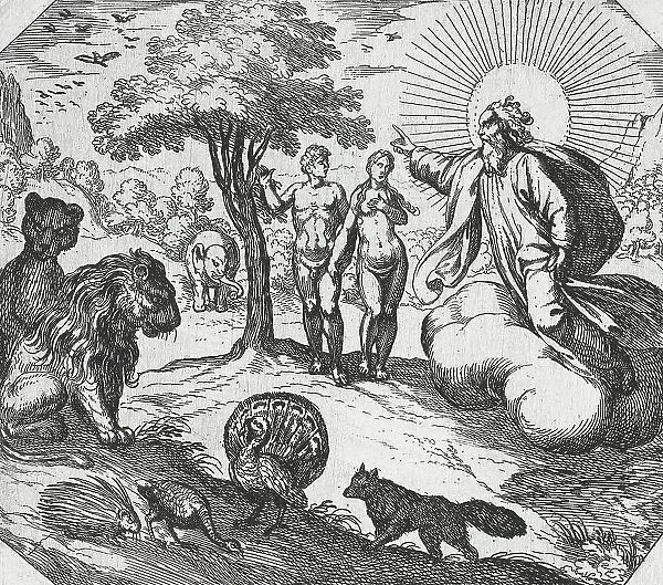 God Forbidding Adam and Eve to Eat of the Tree of Knowledge, 16th century. Creator: Antonio Tempesta