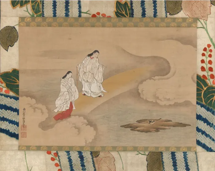 Framed Print : The God Izanagi and Goddess Izanami, 18th century. Creator: Nishikawa Sukenobu Framed Print : The God Izanagi and Goddess Izanami, 18th century. Creator: Nishikawa Sukenobu