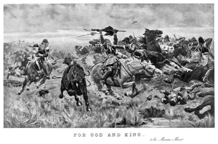 Framed Print : For God and King, at Marston Moor, 1644, (1893). Artist: Stanley Berkeley Framed Print : For God and King, at Marston Moor, 1644, (1893). Artist: Stanley Berkeley