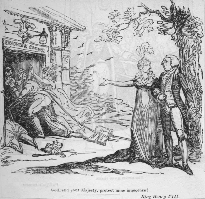 Framed Print : God, and your Majesty, protect mine innocence, c1820. Creator: George Cruikshank Framed Print : God, and your Majesty, protect mine innocence, c1820. Creator: George Cruikshank