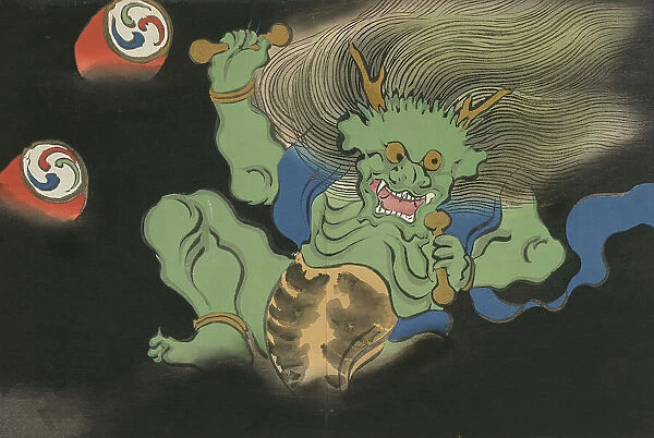 God of Thunder (Raijin). From the series 'A World of Things (Momoyogusa)', 1909-1910. Creator: Sekka, Kamisaka (1866-1942). God of Thunder (Raijin). From the series 'A World of Things (Momoyogusa)', 1909-1910