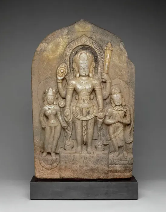 Framed Print : God Vishnu with Goddess Lakshmi and His Mount, Garuda, in Attendance, 11th century Framed Print : God Vishnu with Goddess Lakshmi and His Mount, Garuda, in Attendance, 11th century