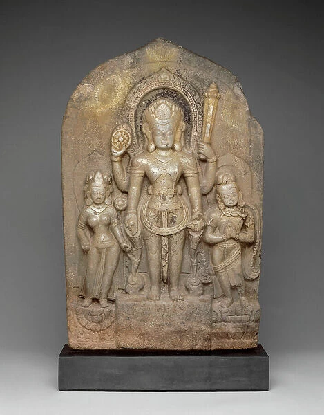 God Vishnu with Goddess Lakshmi and His Mount, Garuda, in Attendance, 11th century