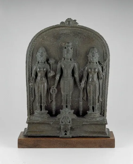 Framed Print : God Vishnu with Lakshmi and Sarasvati, Pala period, 9th / 10th century. Creator: Unknown Framed Print : God Vishnu with Lakshmi and Sarasvati, Pala period, 9th / 10th century. Creator: Unknown