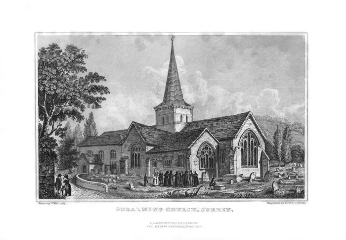Framed Print : Godalming Church, Surrey, 1829. Artist: J Shury Framed Print : Godalming Church, Surrey, 1829. Artist: J Shury