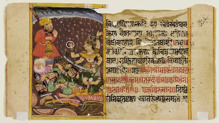 Framed Print : The Goddess in Battle (recto); The Goddess with Her Vanquished Foes (verso)... c1700. Creator: Unknown Framed Print : The Goddess in Battle (recto); The Goddess with Her Vanquished Foes (verso)... c1700. Creator: Unknown