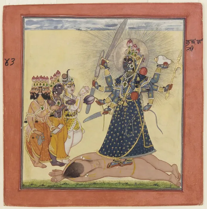 Framed Print : Goddess Bhadrakali Worshipped by the Gods (from a tantric Devi series), c. 1660. Artist: Anonymous Framed Print : Goddess Bhadrakali Worshipped by the Gods (from a tantric Devi series), c. 1660. Artist: Anonymous