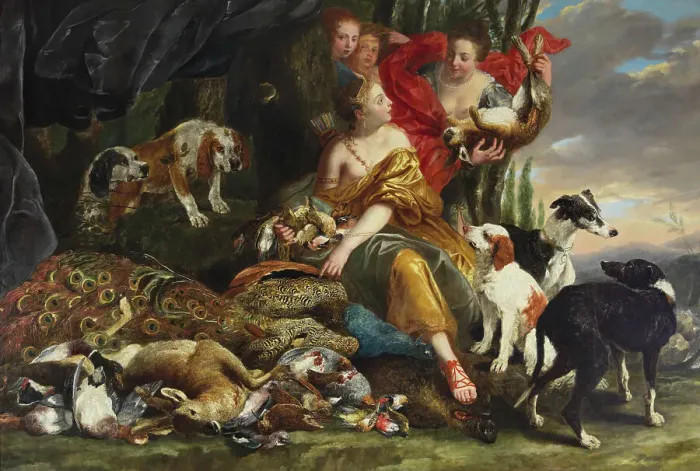 Framed Print : The goddess Diana receiving the kill Framed Print : The goddess Diana receiving the kill