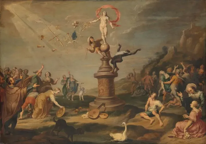 Framed Print : The Goddess Fortuna Bestowing her Gifts, c.1645. Creator: Simon Flocquet Framed Print : The Goddess Fortuna Bestowing her Gifts, c.1645. Creator: Simon Flocquet