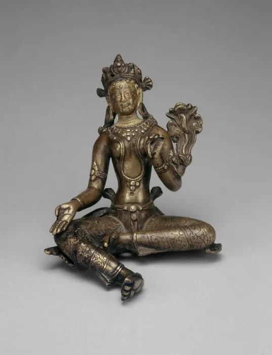 Framed Print : Goddess Green Tara Seated with Hand in Gesture of Gift Giving (Varadamudra), 16th century Framed Print : Goddess Green Tara Seated with Hand in Gesture of Gift Giving (Varadamudra), 16th century