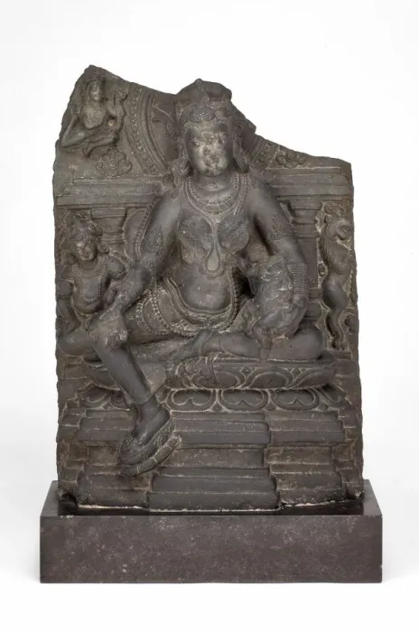 Framed Print : Goddess Hariti Seated Holding a Child, Pala period, 10th / 11th century. Creator: Unknown Framed Print : Goddess Hariti Seated Holding a Child, Pala period, 10th / 11th century. Creator: Unknown