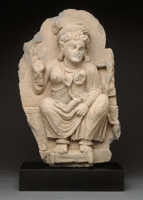 Framed Print : Goddess Hariti Seated Holding a Child, 2nd / 3rd century. Creator: Unknown Framed Print : Goddess Hariti Seated Holding a Child, 2nd / 3rd century. Creator: Unknown