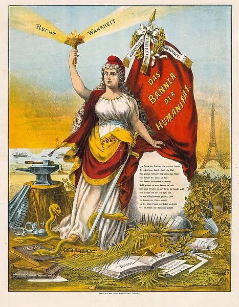 The Goddess of Liberty with hammer and anvil. Artist: Anonymous