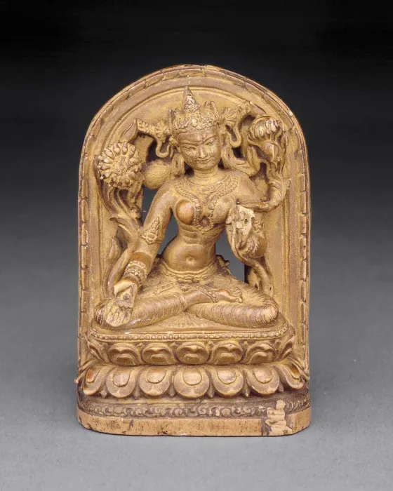 Framed Print : Goddess White Tara with Kneeling Donor at Base, c. 12th century. Creator: Unknown Framed Print : Goddess White Tara with Kneeling Donor at Base, c. 12th century. Creator: Unknown