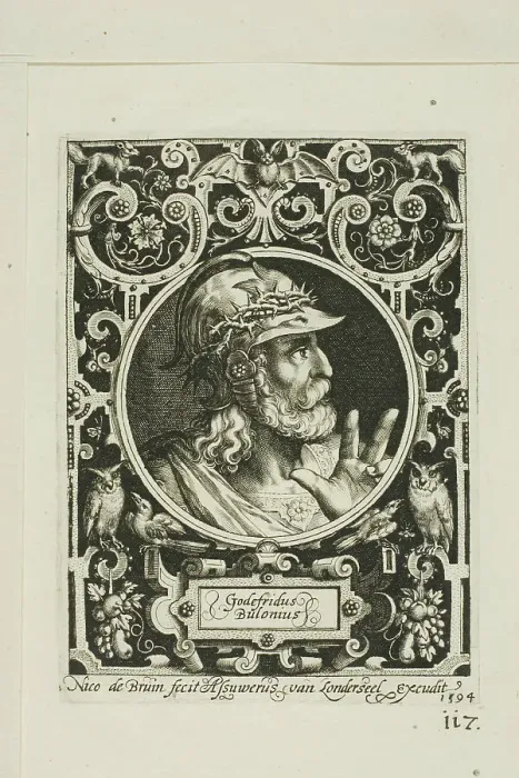 Framed Print : Godfrey of Bouillon, plate nine from The Nine Worthies, 1594. Creator: Nicolaes de Bruyn Framed Print : Godfrey of Bouillon, plate nine from The Nine Worthies, 1594. Creator: Nicolaes de Bruyn