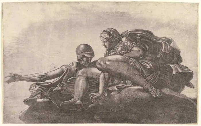 Framed Print : Two Gods on a Cloud, mid-16th century. Creator: Attributed to Master FG (Italian Framed Print : Two Gods on a Cloud, mid-16th century. Creator: Attributed to Master FG (Italian