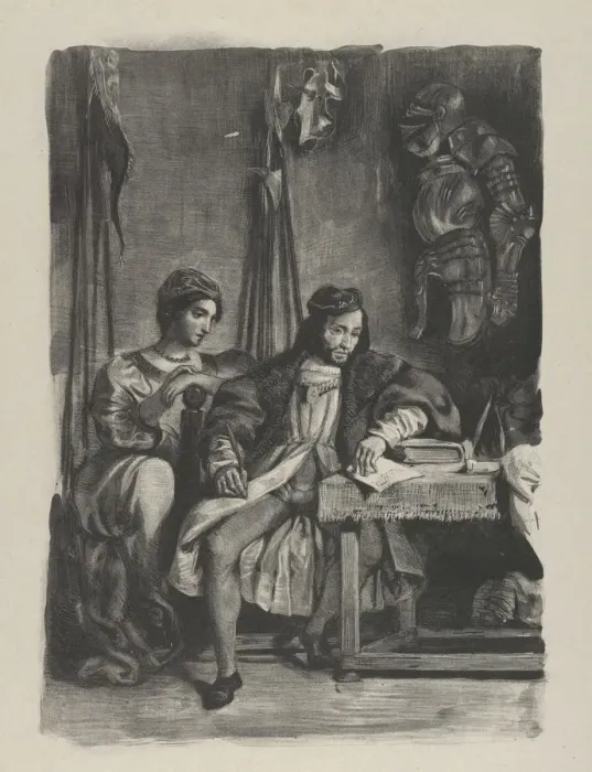 Framed Print : Goetz von Berlichingen Writing His Memoirs, 1836-43. 1836-43. Creator: Eugene Delacroix Framed Print : Goetz von Berlichingen Writing His Memoirs, 1836-43. 1836-43. Creator: Eugene Delacroix