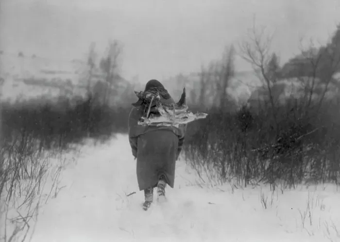 Framed Print : Going to camp, c1908. Creator: Edward Sheriff Curtis Framed Print : Going to camp, c1908. Creator: Edward Sheriff Curtis