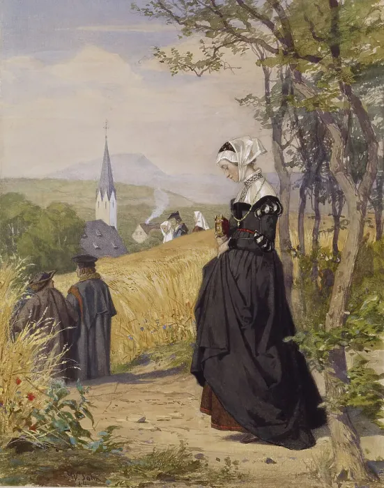 Framed Print : Going to Church, 1864. Creator: Wilhelm Sohn