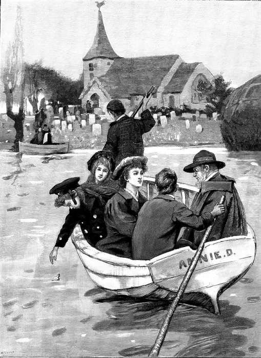 Framed Print : Going to church: an incident during the Floods, 1895. Creator: R. Taylor Framed Print : Going to church: an incident during the Floods, 1895. Creator: R. Taylor