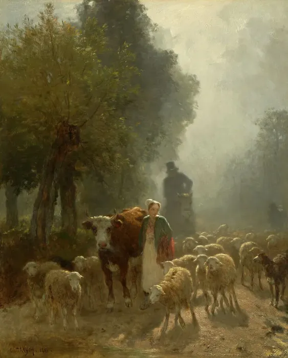 Framed Print : Going To Market On A Misty Morning, 1851. Creator: Constant Troyon Framed Print : Going To Market On A Misty Morning, 1851. Creator: Constant Troyon