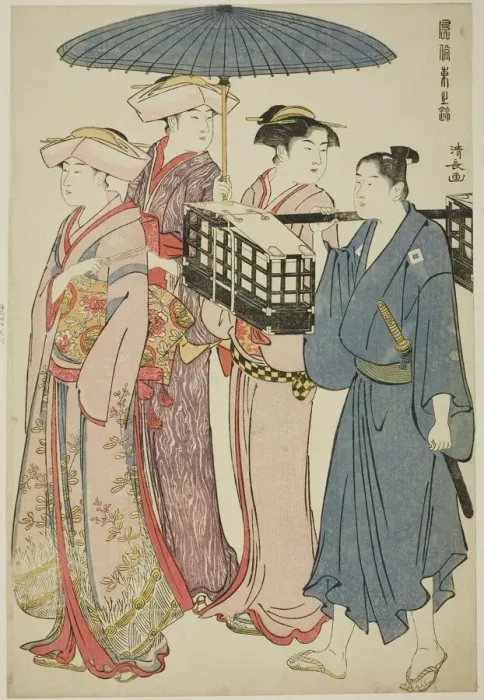 Framed Print : Going to a Picnic, from the series A Brocade of Eastern Manners (Fuzoku Azuma no) Framed Print : Going to a Picnic, from the series A Brocade of Eastern Manners (Fuzoku Azuma no)